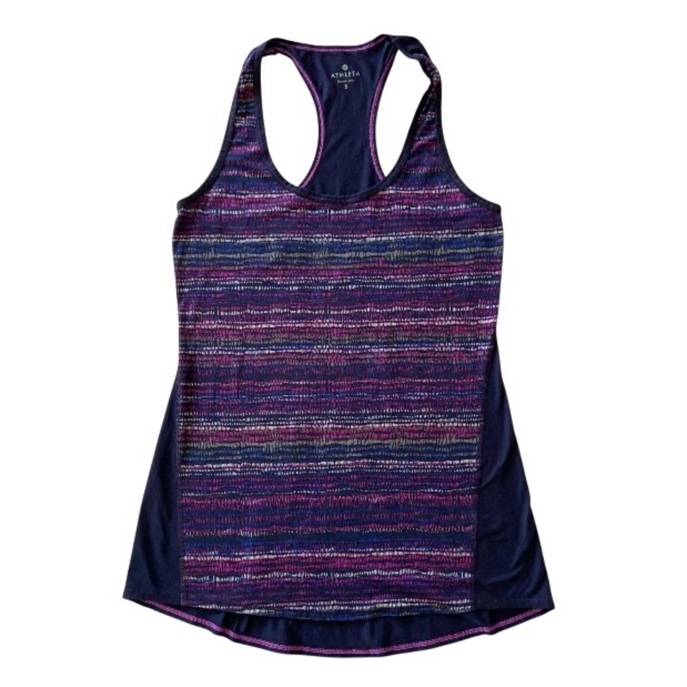 Athleta Chi Racerback Tank Top Striped Purple & Navy Blue - Size S